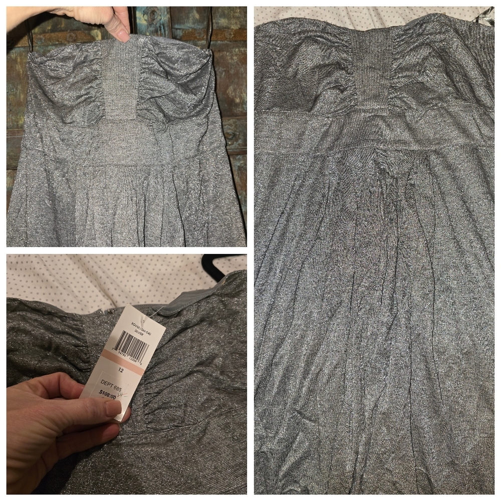 Maxandcleo Elegant Silver Strapless Dress